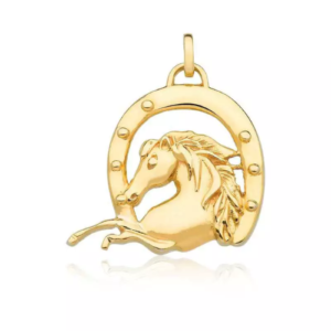 Pingente de ferradura com cavalo Ouro 18k – Modelo 4160