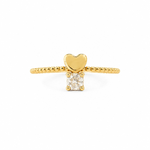 Anel coração com pedra ouro 18k - Modelo 0026
